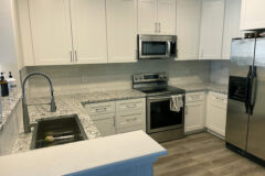 Kitchen Backsplash: 3′′ × 12′′ Ceramic tile, subway pattern (50% offset), in Thornton, Colorado