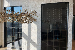 Travertine ledge (stacked stone) wall in Denver, Colorado