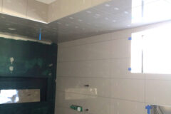 Waterproofed walls and tile ceiling with Schluter edge in Cherry Creek, Colorado